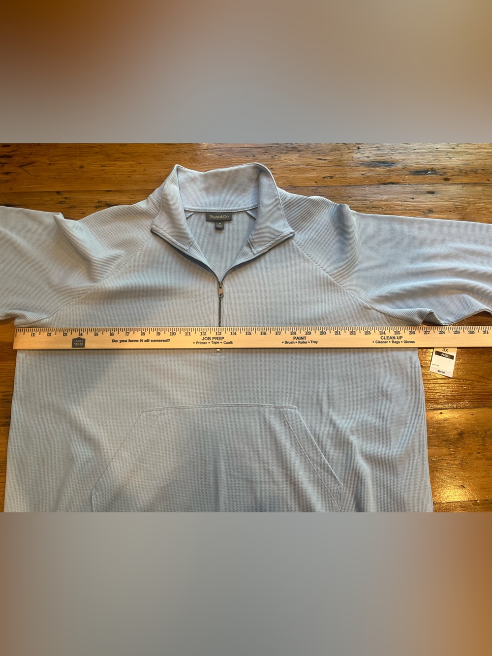 Blue Quarter Zip V Neck Blouse Pullover Top NWT - Picture 5 of 5